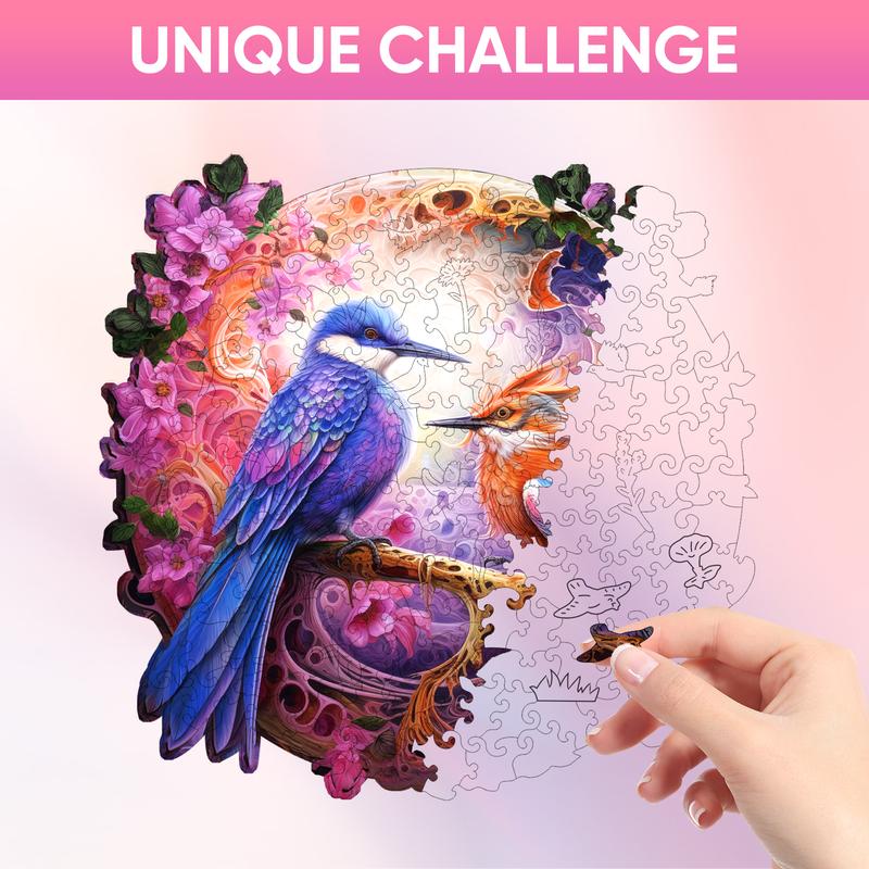 Mys Aurora Mandala Morandi Birds Wooden Jigsaw Puzzle 80 200 300 500 Pcs Unique Shape Wood Box Packing Creative Gift for Adults and Kids Fun Challenging Family Game for Parents Grandparents Brainstorm