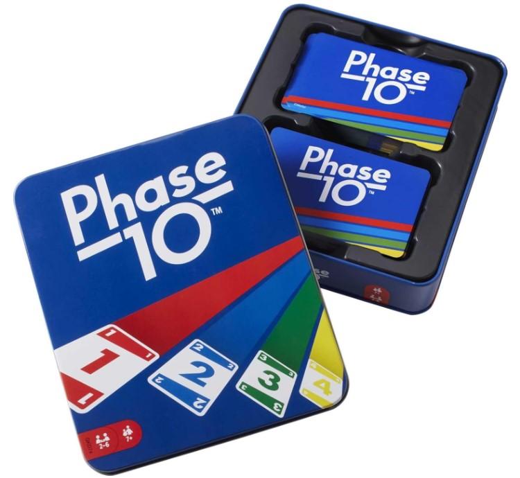 Mattel Games Phase 10 Card Game for Families, Adults and Kids, Challenging & Exciting Rummy-Style Play in a Storage Tin ( Exclusive)