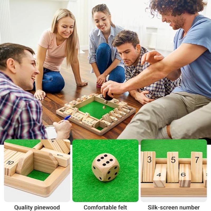 Wooden Number Flip Game Board, 1 Set Interactive Family Game, Exciting Dice Game for All Ages, Leisure & Outdoor Recreation Equipment