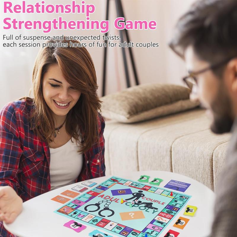 Adultopoly Board Game, Couple Adultopoly Board Game, Date Night Board for Adults,Couple Game Card Board Game Props, Board Game Relationship Card