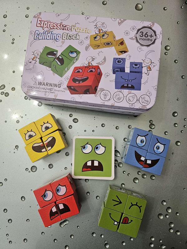 Face Changing Building Blocks Puzzle Game Wooden Cube Board Game