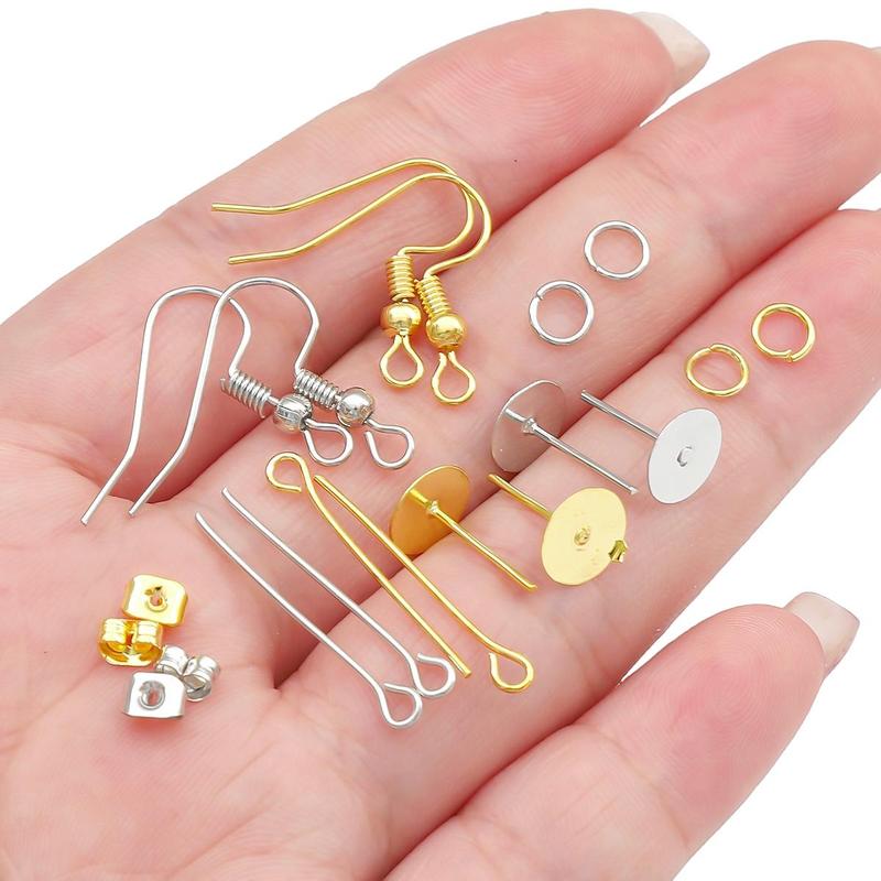 Mixed Style Earring Making Accessories, Friendship Bracelet Kit, 1 Box DIY Earrings Bases Backs and Jump Rings Kit, Earring Accessory Kit for Jewelry Making & Earring Repair