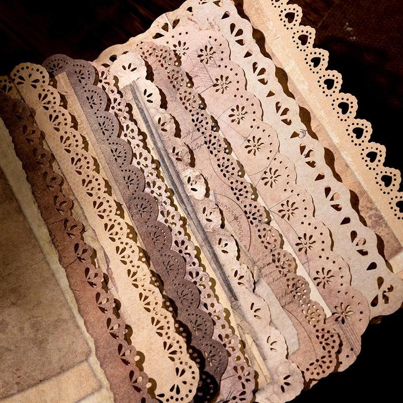 10pcs Vintage Material Paper, Retro Lace Brochure Handbook Background Paper, DIY Decorative Non Stick Paper For Scrapbooking & Journal Making