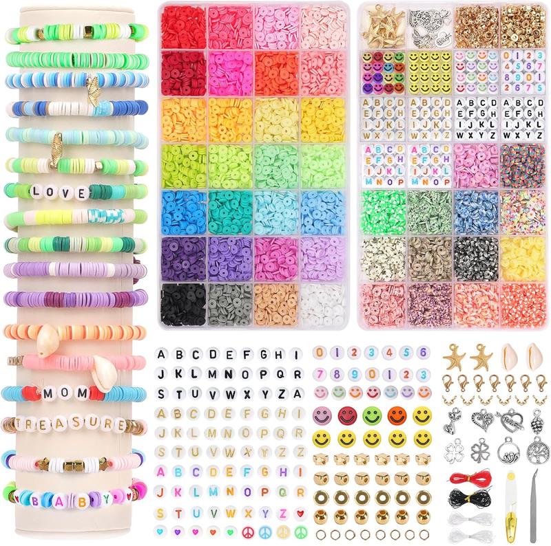 5800 count Clay Beads for Bracelet Making Kit, 42 Colors Polymer Heishi Beads,  Making Kit