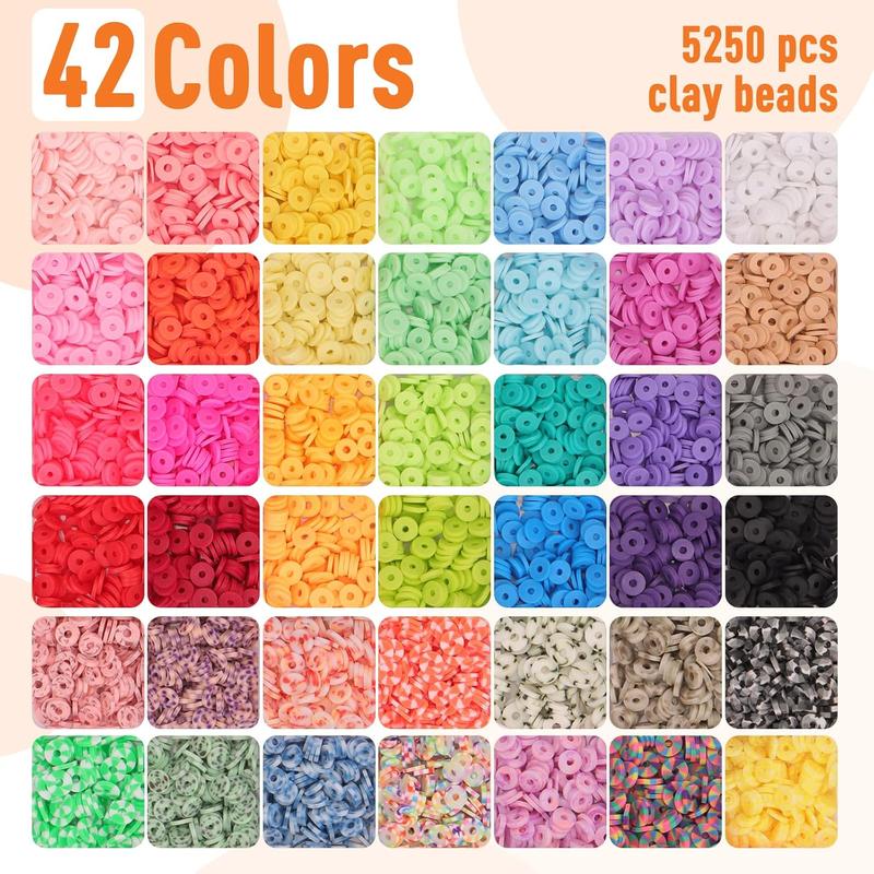 5800 count Clay Beads for Bracelet Making Kit, 42 Colors Polymer Heishi Beads,  Making Kit