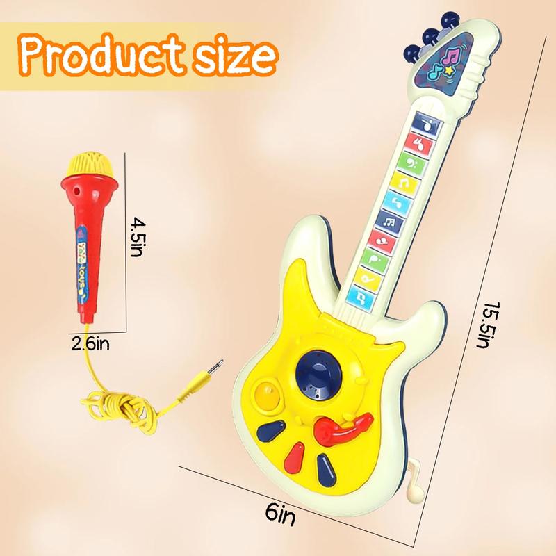 Guitar Toys for Kids, Fun Musical Instruments Toys Guitar Toy with Microphone, Pretend Play Musical Instrument Toy Christmas Gifts