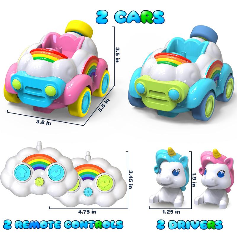 Unicorn RC Cars Set - 2 Pack with Glowing Lights, Tunes, and Sound Effects for Young Children