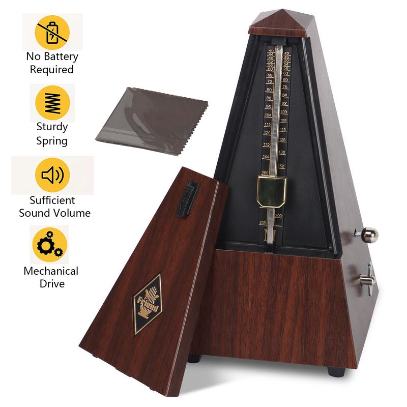 Antique Mechanical Metronome Tower Type Metronome Traditional Metronome for Piano Guitar Drums Violin Teak Color