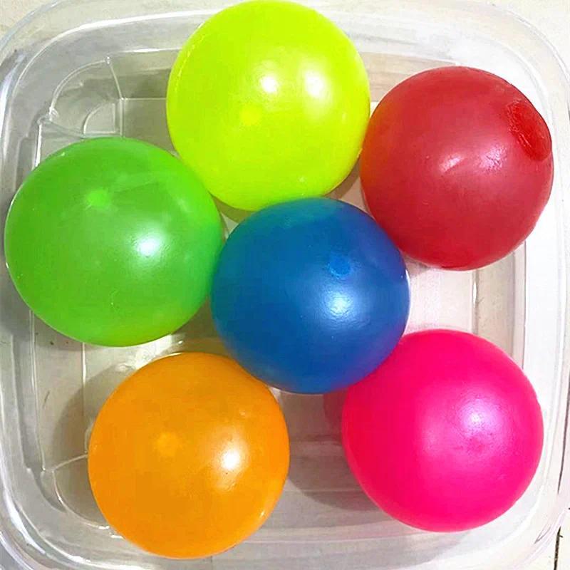 1 ball luminous sticky sucker ball high elastic rubber ball multicolor decompression toy