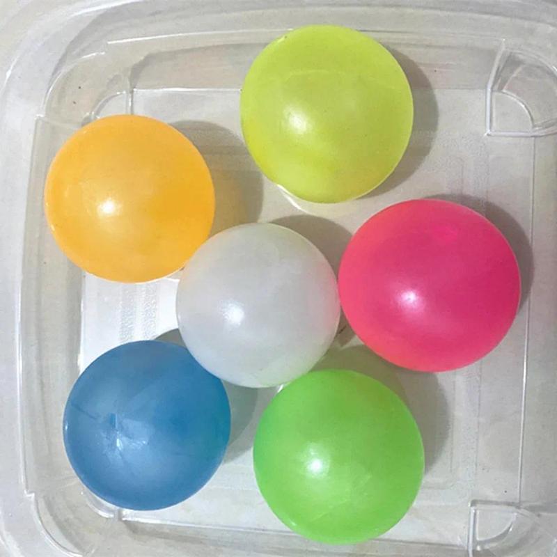 1 ball luminous sticky sucker ball high elastic rubber ball multicolor decompression toy