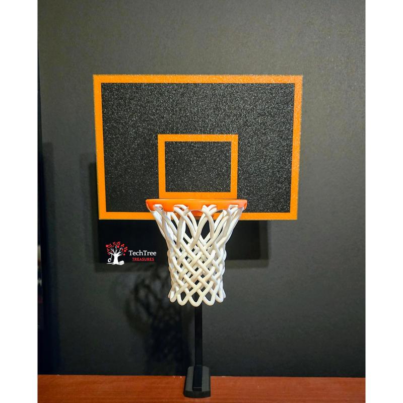 TechTree Treasures Tabletop Basketball Hoop with Ball Launcher and Ping-Pong Balls for Office Fun