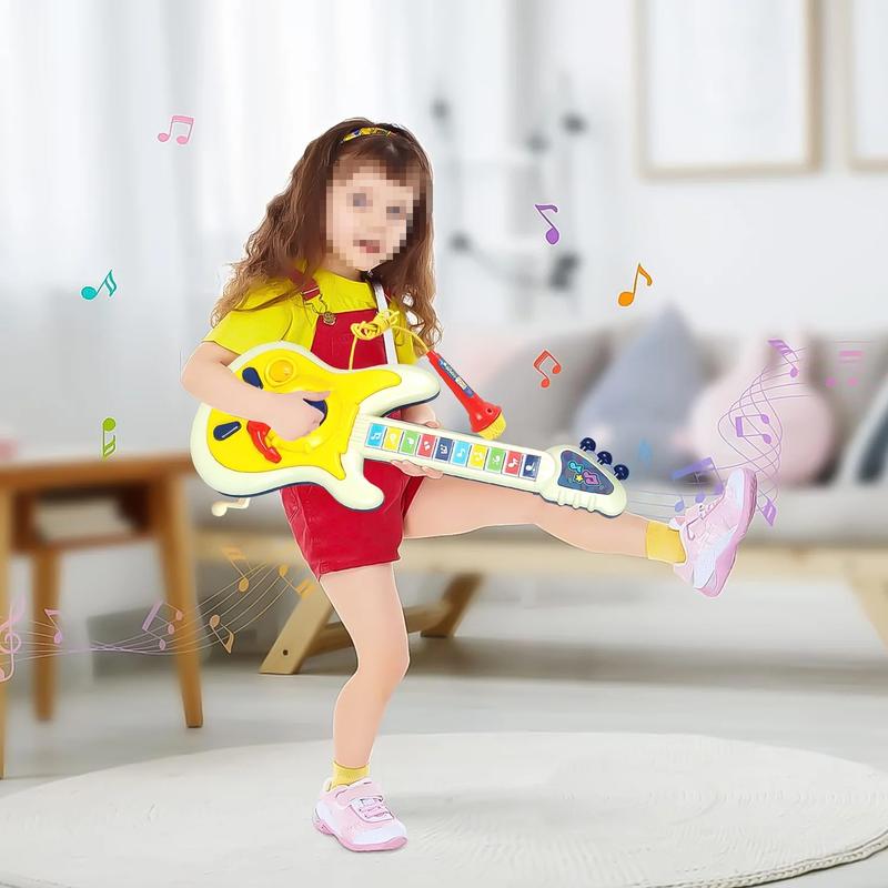 Guitar Toys for Kids, Fun Musical Instruments Toys Guitar Toy with Microphone, Pretend Play Musical Instrument Toy Christmas Gifts