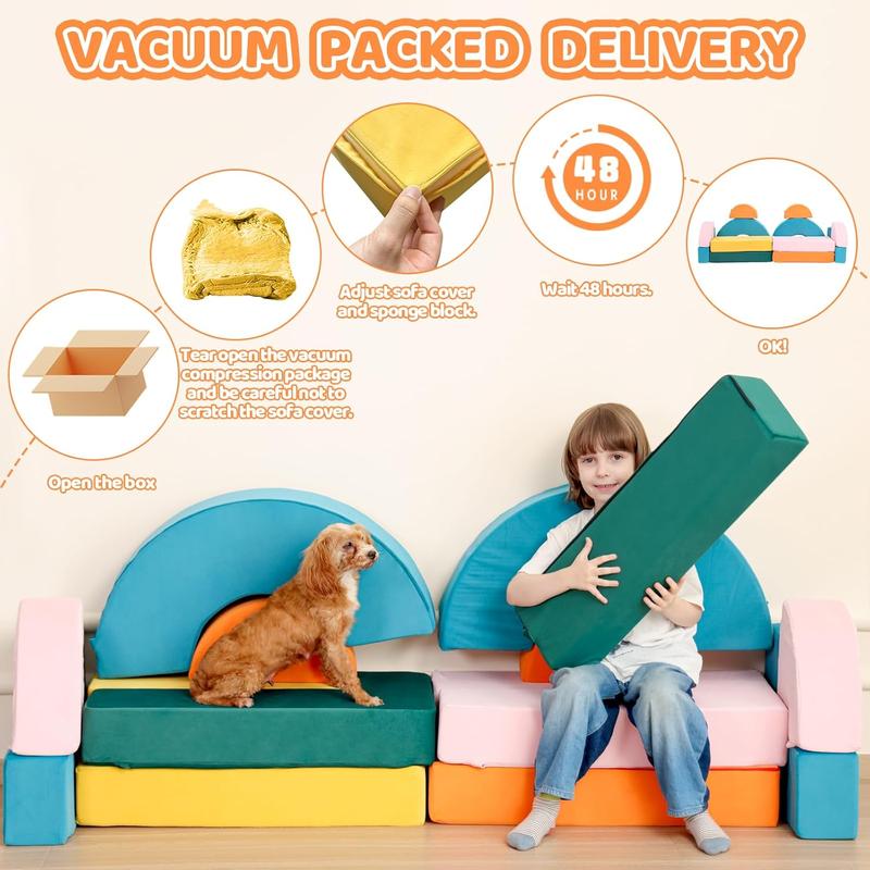 Special Offers--21Pcs Modular Kids Play Couch Building Fort - Multi-Colored Number Puzzle Toddler Play Couch Set for Classroom Bedroom Playroom,Creative Convertible Kids Explorer Sofa Furniture