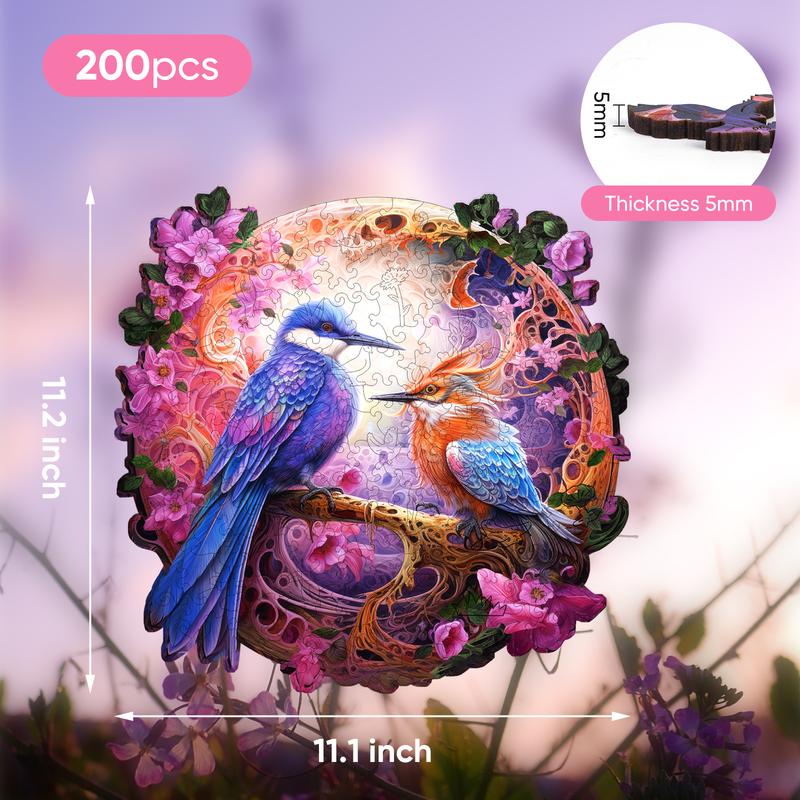 Mys Aurora Mandala Morandi Birds Wooden Jigsaw Puzzle 80 200 300 500 Pcs Unique Shape Wood Box Packing Creative Gift for Adults and Kids Fun Challenging Family Game for Parents Grandparents Brainstorm