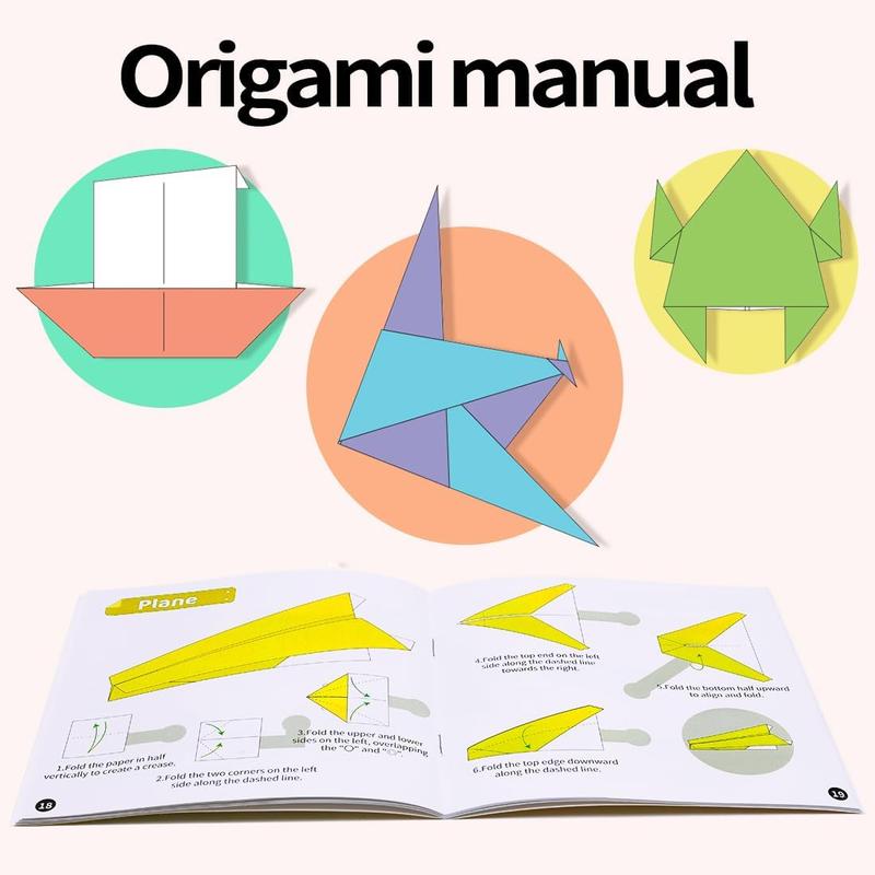 Origami Paper, Double Sided Color Origami Paper kit, 220 Sheets Multicolor Square Easy fold paper with Origami manual for Beginner, Paper & Paper Crafts DIY Projects(6x6inch)