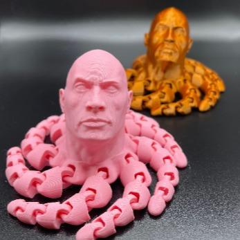 3D Printed Rocktopus, The Rock, Articulated Fidget, Dwayne Johnson, Octopus, Tinker Toy, Multiple sizes Small-Medium-Large-X-Large