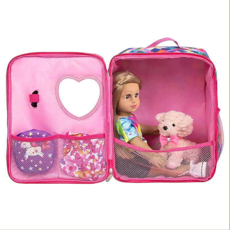 5 Pieces 18 Inch Doll Bag Set & Accessories, Including Doll Clothes, Shoes, Sunglasses, Doll Backpack & Toy Dog (No Doll)