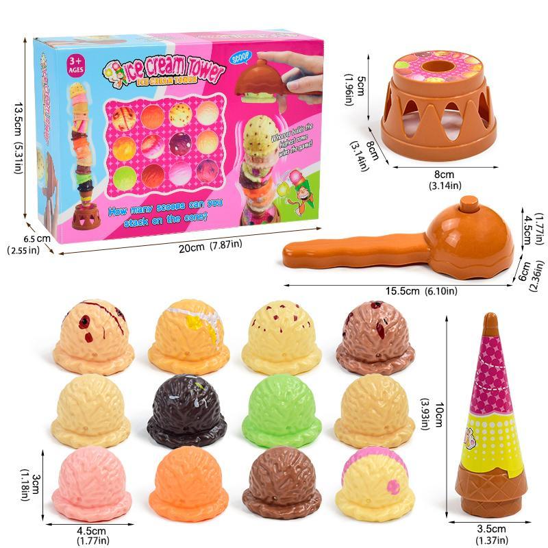 Ice Cream Design Stacking Toy, 1 Box Ice Cream Stacking Toy, Simulated Ice Cream Stacking Toy, Pretend Play Toy for Kids