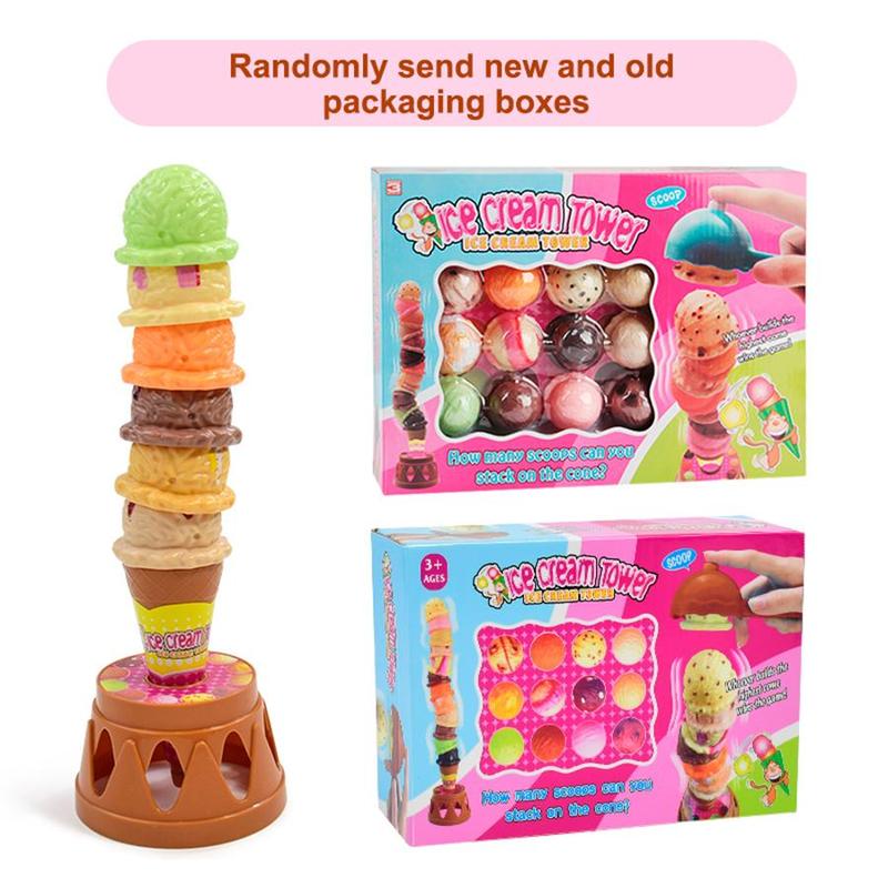 Ice Cream Design Stacking Toy, 1 Box Ice Cream Stacking Toy, Simulated Ice Cream Stacking Toy, Pretend Play Toy for Kids