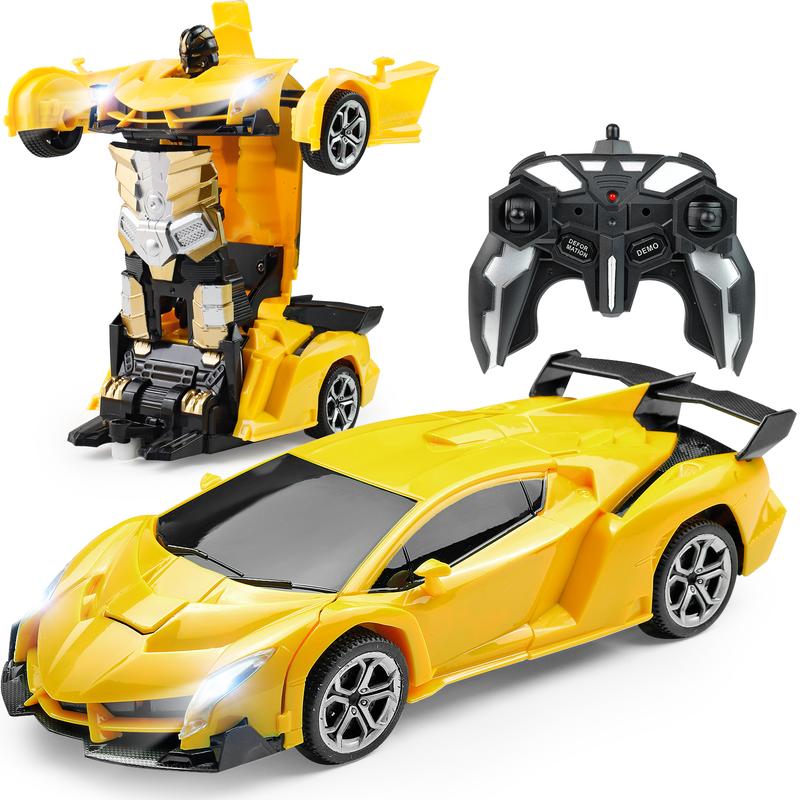 Transforming Remote Control Robot Car, 1:18 Scale Supercar with One-Button Deformation & 360° Drifting