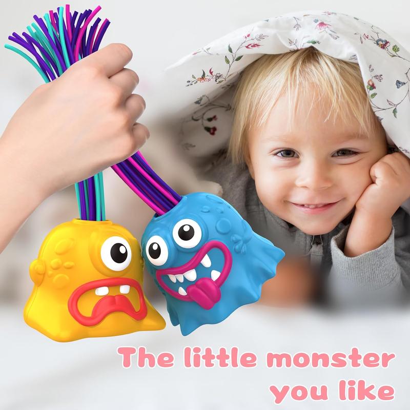 4PCS Fun Hair Pulling Fidget Screaming Monster Toys, Anti Worry Toys and Venting Novelty Toys, Different Screams Made by Hair Pulling, for 3 4 5 6 7+ Kids Teens Boys Girls