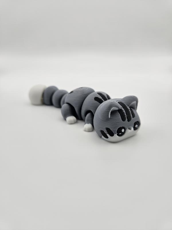 3D Printed Articulating Cute Kitten Figurine Great Gift and Desk Figure