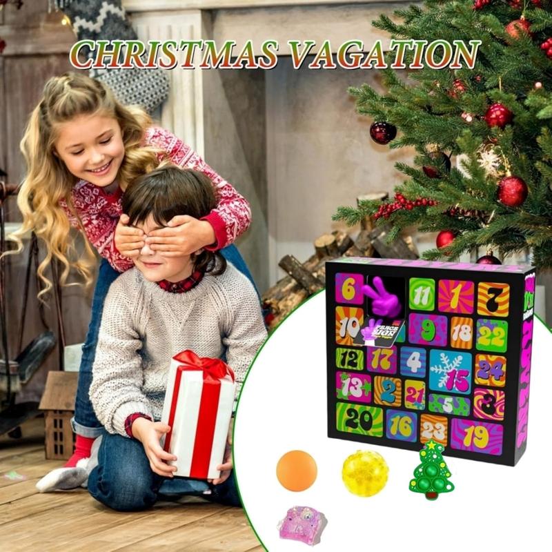 Schylling NeeDoh SquishmasCountdown Advent Calendar -New version with 24 mini stress relieving squeeze toys -Christmas Holiday Fun for All Ages Birthday Gifts