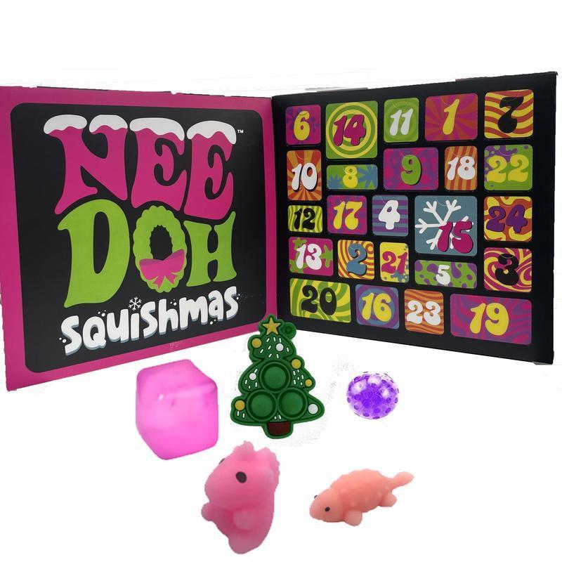 Schylling NeeDoh SquishmasCountdown Advent Calendar -New version with 24 mini stress relieving squeeze toys -Christmas Holiday Fun for All Ages Birthday Gifts