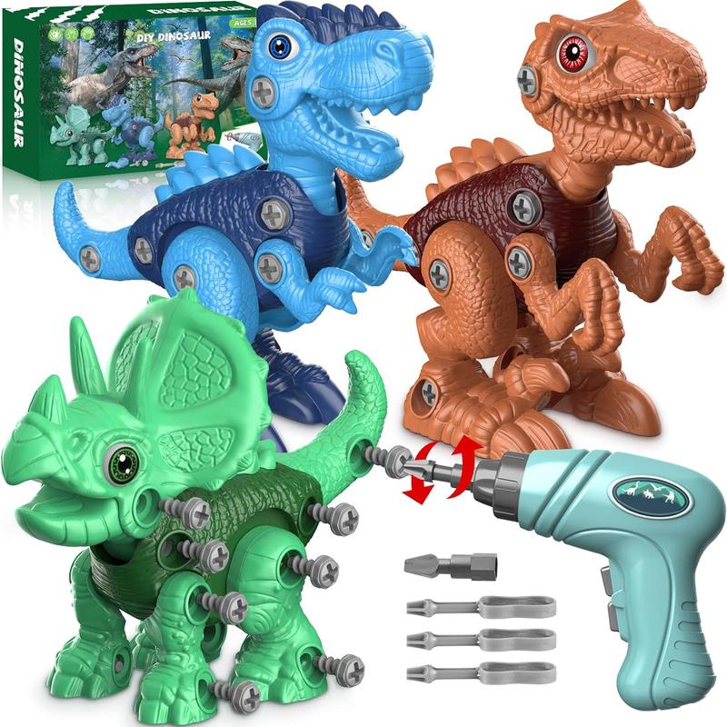 Christmas Gift for Kids 3 Dinosaur Animal Toys Gift for Kids Take Apart STEM Kid,Construction Building Kid Toys with Electric Drill, Party Christmas Birthday Gifts for Boys Girls