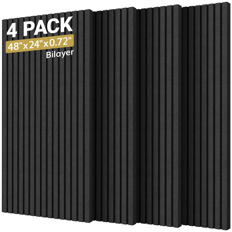 TONOR 4-Pack Bilayer Acoustic Panels Large Self-adhesive, 48” * 24” * 0.72” Adhesive Wall Panel