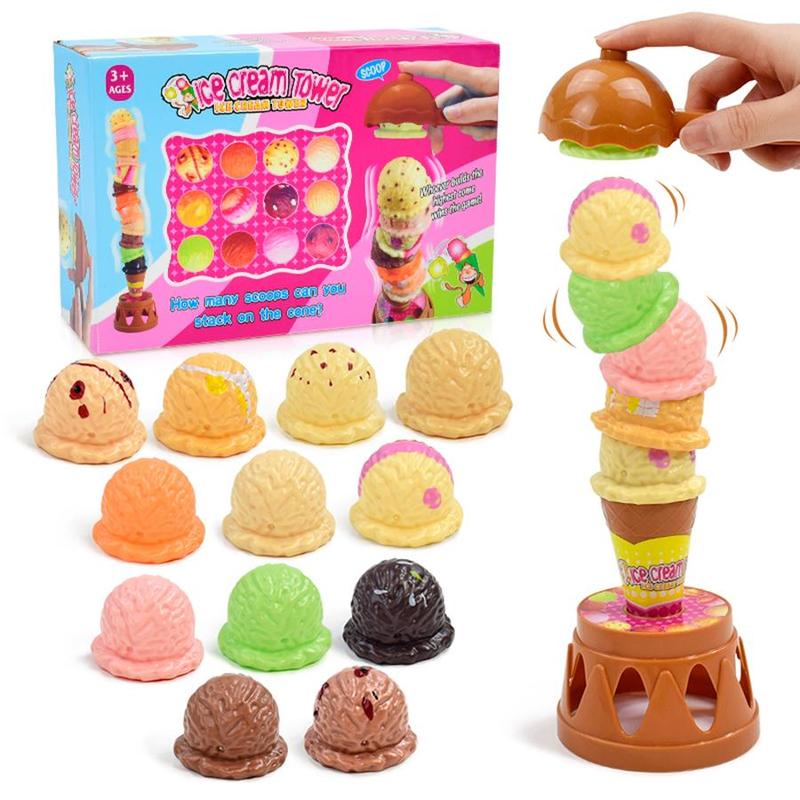 Ice Cream Design Stacking Toy, 1 Box Ice Cream Stacking Toy, Simulated Ice Cream Stacking Toy, Pretend Play Toy for Kids