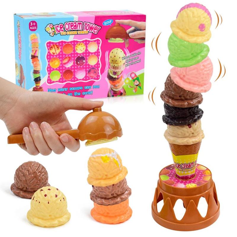 Ice Cream Design Stacking Toy, 1 Box Ice Cream Stacking Toy, Simulated Ice Cream Stacking Toy, Pretend Play Toy for Kids