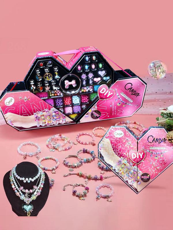 Cute Heart Shaped Beads Making Kit, DIY Jewelry Making Kit, DIY Jewelry Making Supplies for Bracelet Necklace Earrings Pendant