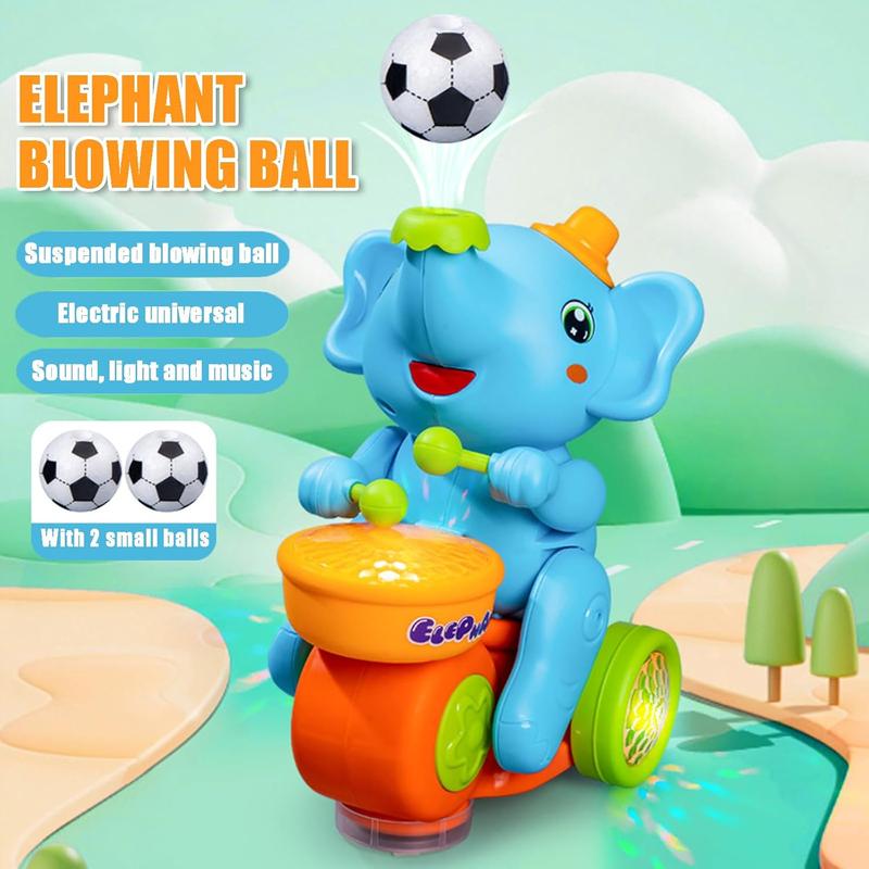 Elephant Blowing Ball Electric Floating Ball Walking Car with LED Lights & Sounds Early Educational Toys（Two colors are shipped randomly）