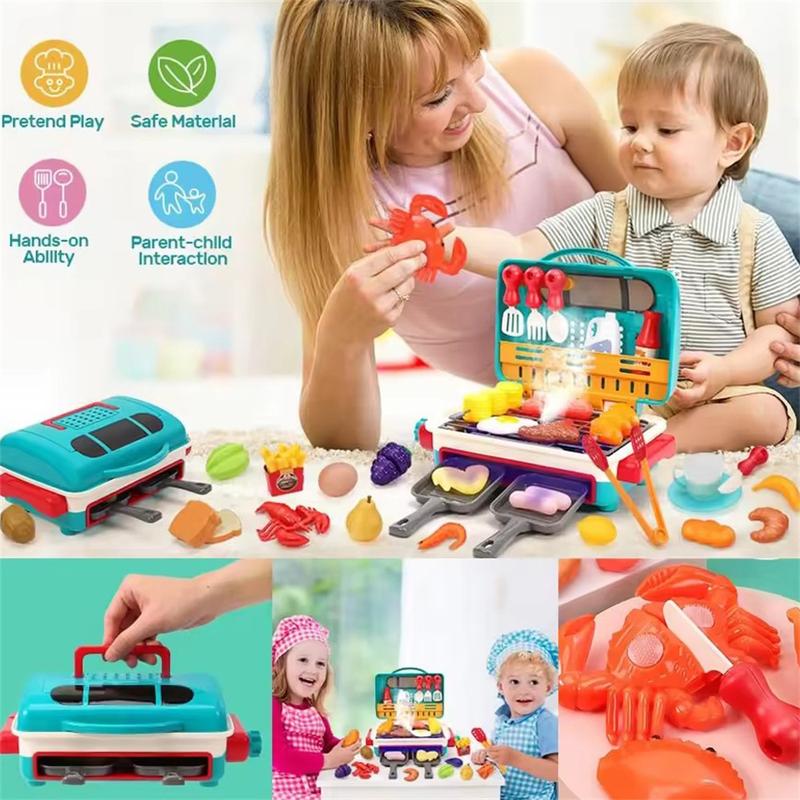 [Free Shipping] BBQ Cooking Kitchen Set,BBQ Grill Toy Set, Color Changing Pretend Play,Little Chef Play