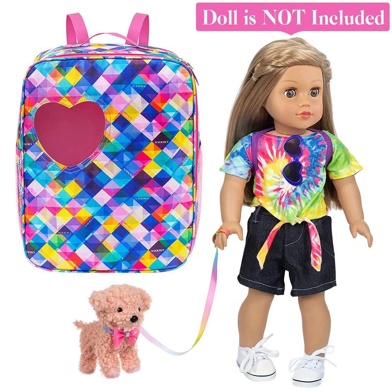 5 Pieces 18 Inch Doll Bag Set & Accessories, Including Doll Clothes, Shoes, Sunglasses, Doll Backpack & Toy Dog (No Doll)