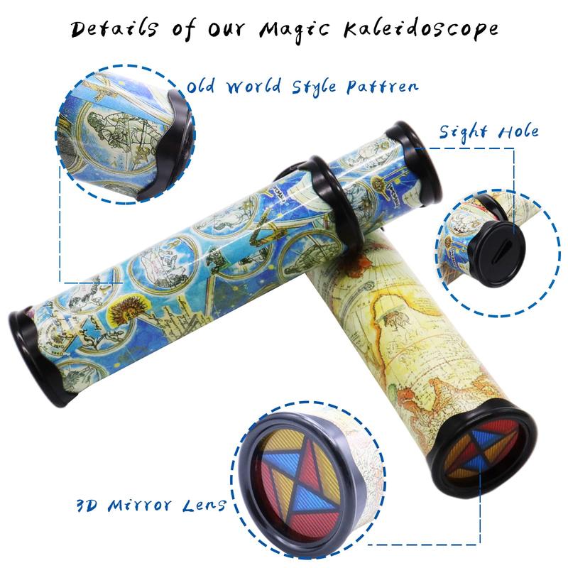 2 Pack Classic Kaleidoscope Toy,Magic Rotating Kaleidoscope,Stretchable Long World Kaleidoscope,Educational Toy Kaleidoscope for Children Gifts