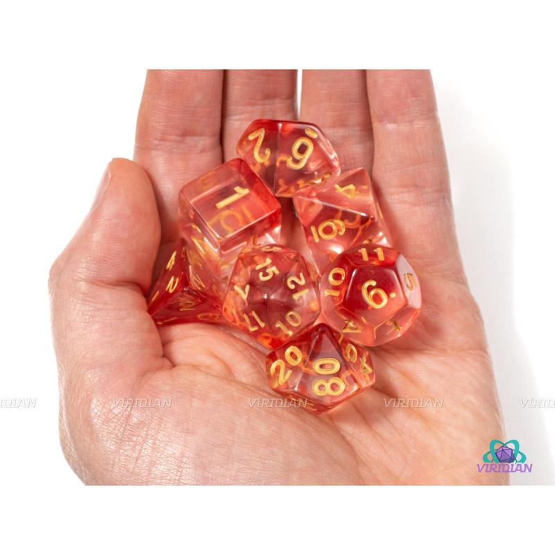 Healing Potion | Red Transparent Acrylic Dice Set (7) | Dungeons and Dragons (DnD)