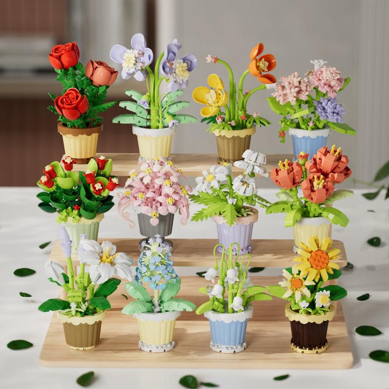 Miniature Building Block Flower Pots - Perfect for Indoor Décor & Gifts. 12 Styies to Choose From