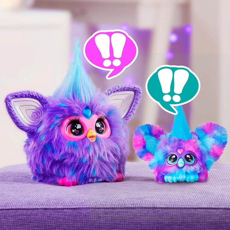 Furby Furblets Luv-Lee Mini Friend, 45+ Sounds, K-Pop Music & Furbish Phrases, Electronic Plush Toys for Girls & Boys 6 Years & Up, Purple & Blue