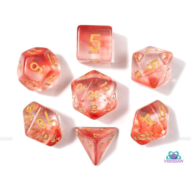 Healing Potion | Red Transparent Acrylic Dice Set (7) | Dungeons and Dragons (DnD)