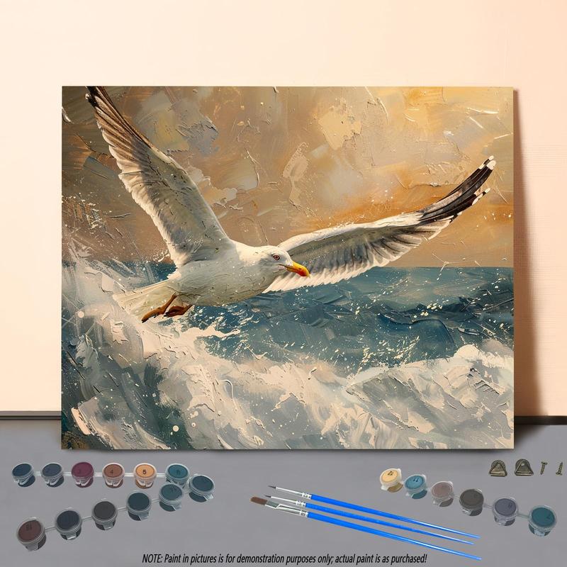 Seagull Pattern DIY Painting By Numbers Kit, 1 Set DIY Paint By Numbers Kit without Frame, Wall Art Decor for Home Living Room Bedroom