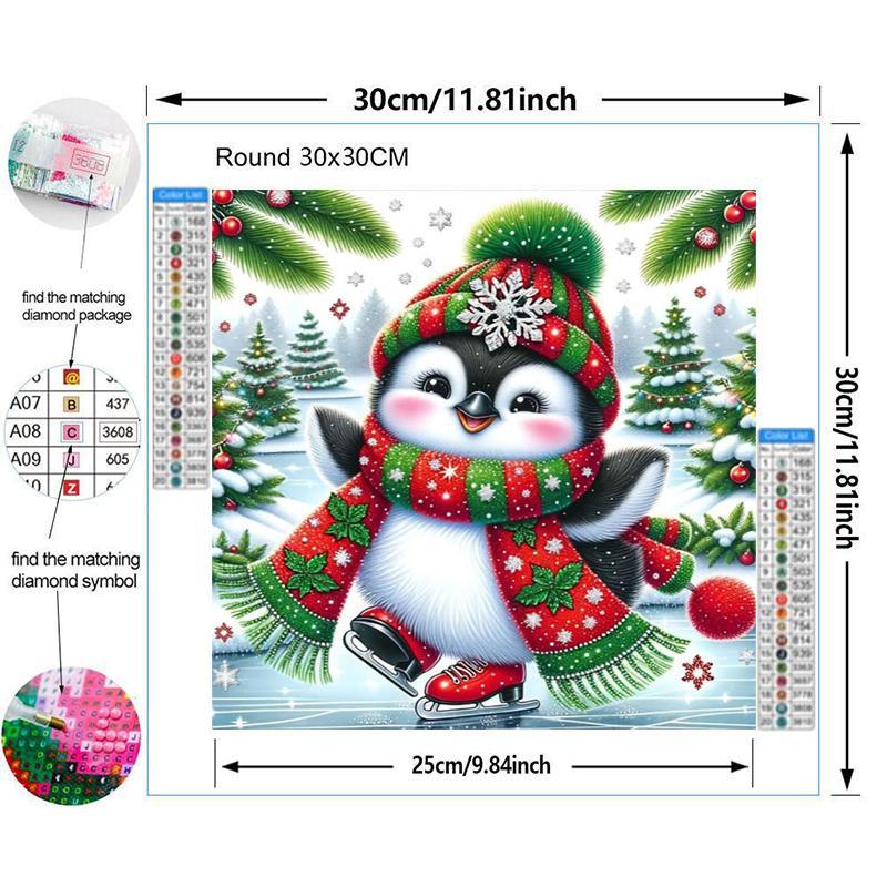 Cute Penguin Pattern DIY Diamond Arts Colorful Painting Kit without Frame, DIY 5D Diamond Arts Colorful Painting Kit, Wall Art Decor for Home