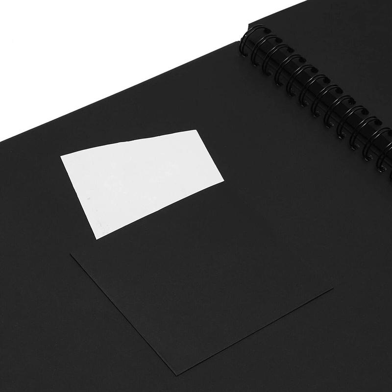 Black 12x12 Scrapbook Album with Window, Silk Ribbon for Weddings, 80 Pages