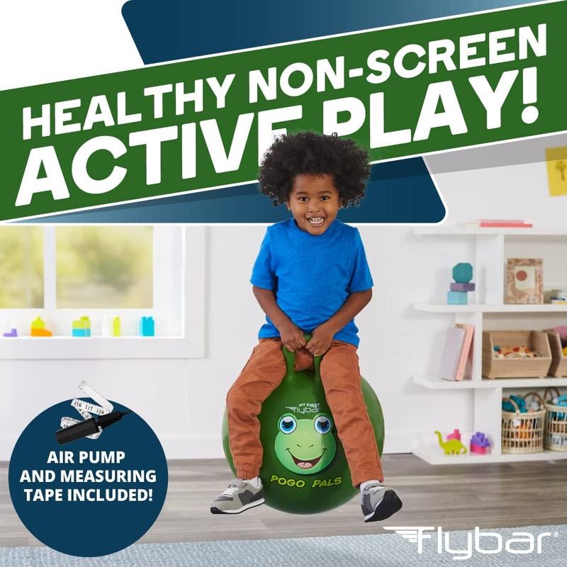 Flybar Hopper Ball for Kids - Bouncy Ball with Handle, Durable Bouncy Balls, Kangaroo Ball, Exercise Ball, Indoor and Outdoor Toy, Pump Included, Toddler Toys for Boys and Girls, Ages 3 and Up (Frg S)