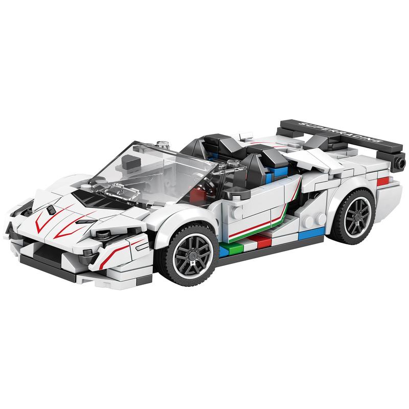 White Building Blocks Car, 382pcs box Model Car Building Blocks Kit, Creative Blocks Building Toy for Adults