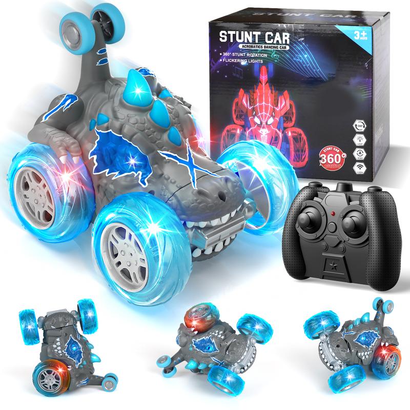 Spider Dinosaur RC Stunt Car, Remote Control Cars Toys for Kids, 360°Rotating 4WD Off-Road RC Car w  Lights, 2.4Ghz Indoor Outdoor Rechargeable Toy Car, Birthday Gift for Boys Girls Decoration Bpa Free