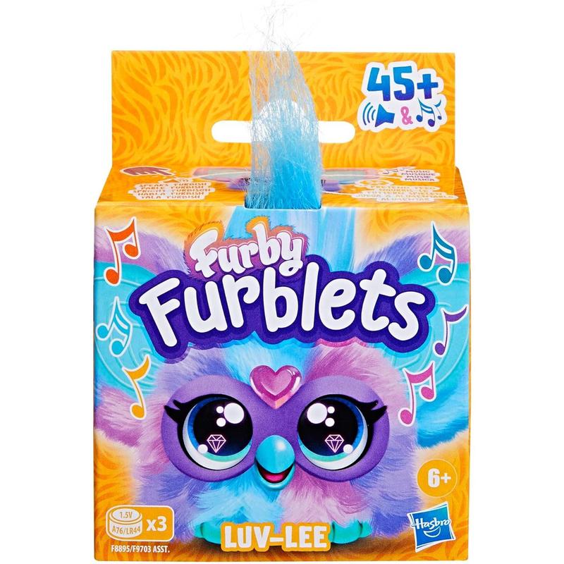 Furby Furblets Luv-Lee Mini Friend, 45+ Sounds, K-Pop Music & Furbish Phrases, Electronic Plush Toys for Girls & Boys 6 Years & Up, Purple & Blue