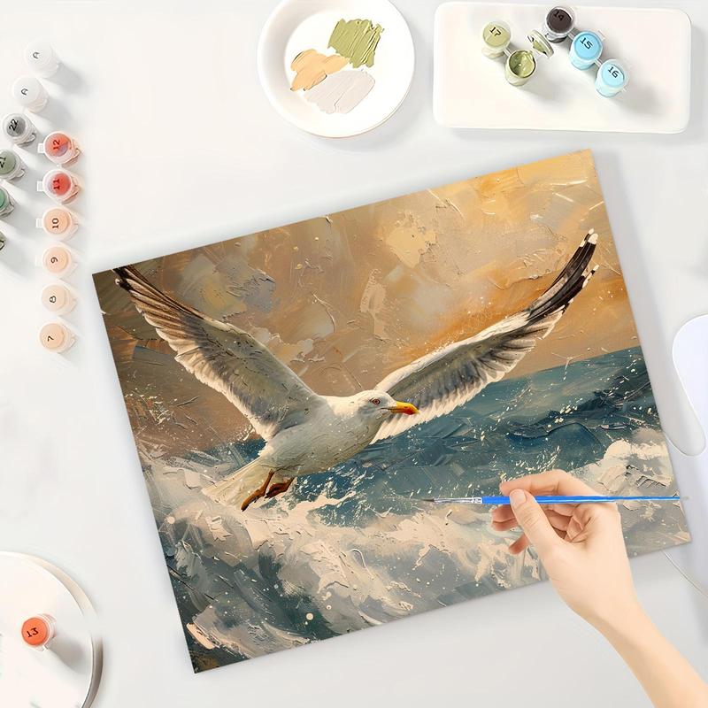 Seagull Pattern DIY Painting By Numbers Kit, 1 Set DIY Paint By Numbers Kit without Frame, Wall Art Decor for Home Living Room Bedroom