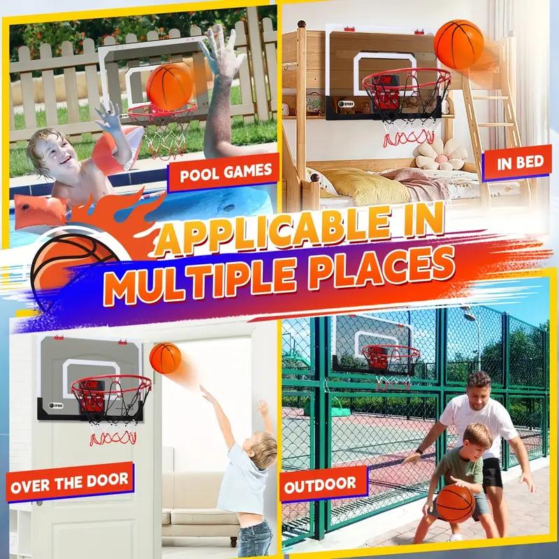 Indoor Basketball Hoop For Kids & Adults, Mini Basketball Hoop With Electronic Scoreboard 4 Balls With Electronic Scoreboard And Sounds, Basketball Toys For 3 4 5 6 7 8 9 10 11 12 Year Old Boys